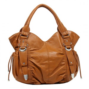 Soft Leather-Like Satchel - L. Brown - BG-HJ1105LBN